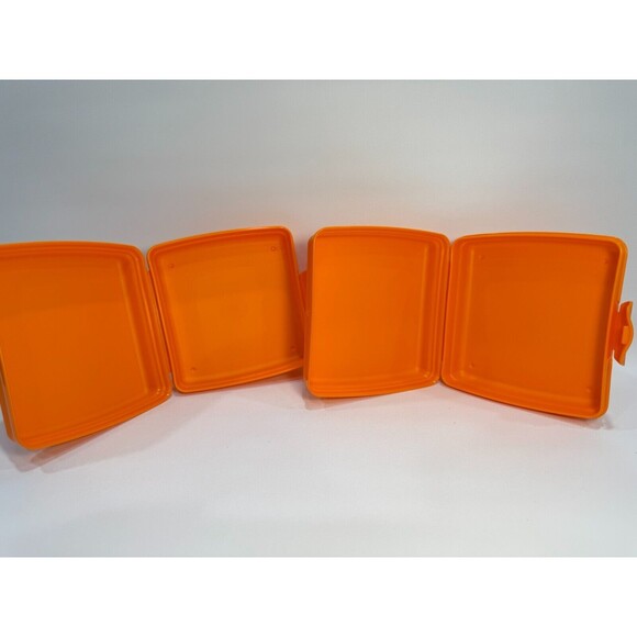 Tupperware Sandwich Keeper Set of 2 Clamshell Orange Container 3752A-1 - Picture 5 of 6